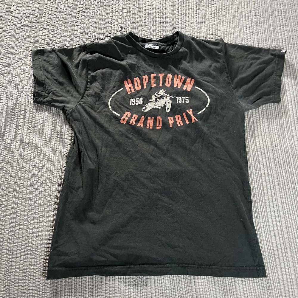 Vintage 90s‎ Elrod Racing Hopetown Grand Prix T-Shirt Black Men's Large Moto